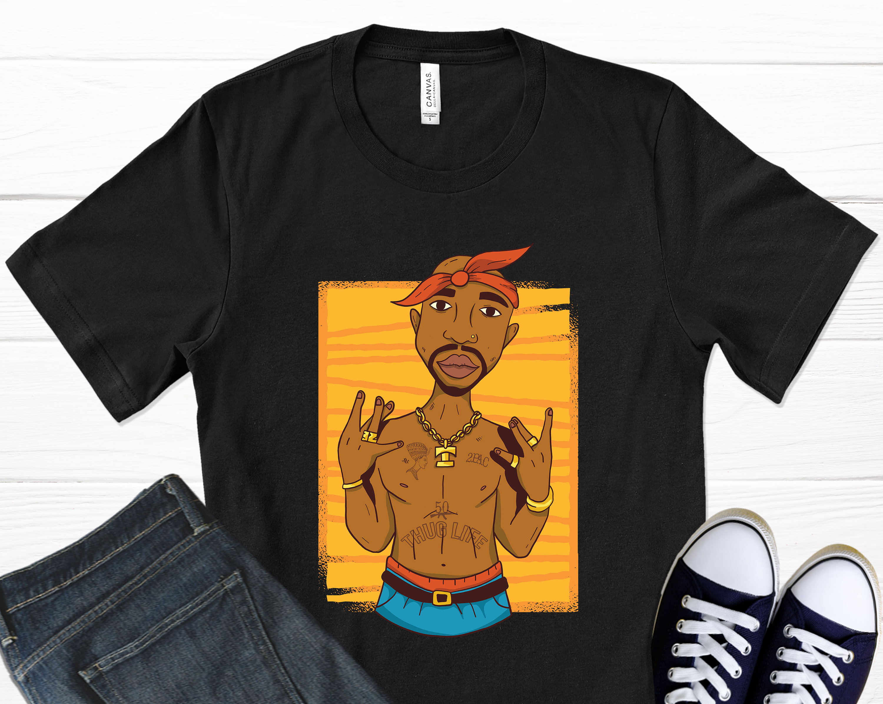 Tupac T-shirt Tupac Art Cartoon Shirt 