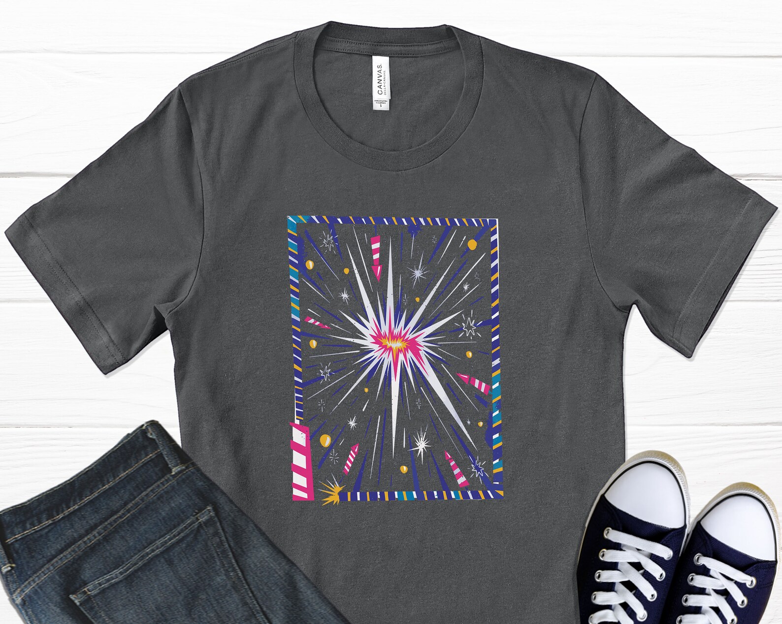 Firework Explosion TShirt Rainbow Shirt Holiday Gift Happy Etsy