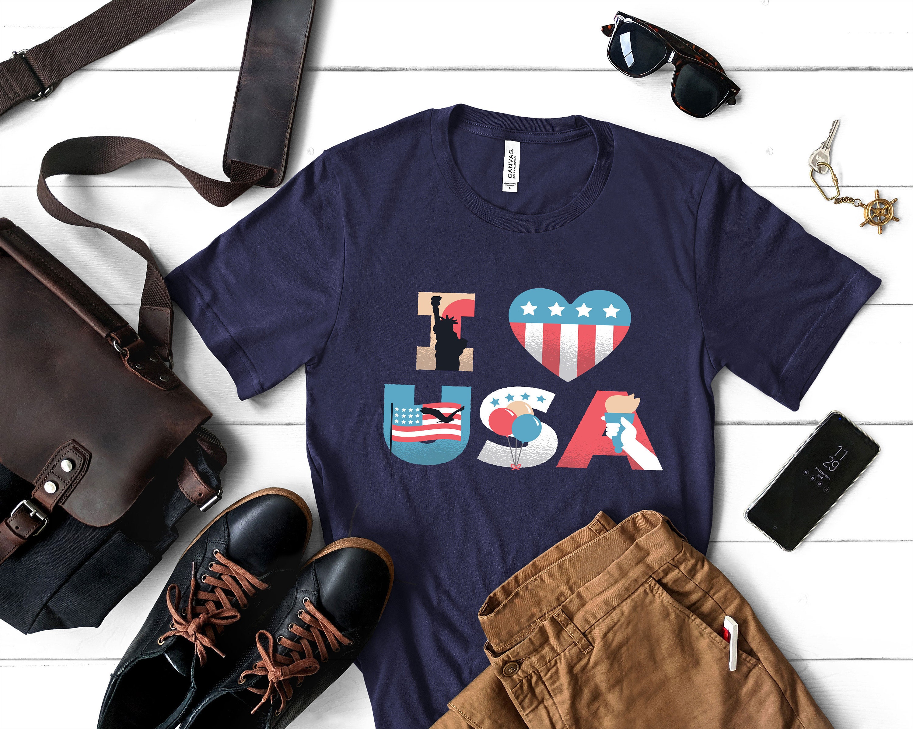 I Love USA T-shirt Design