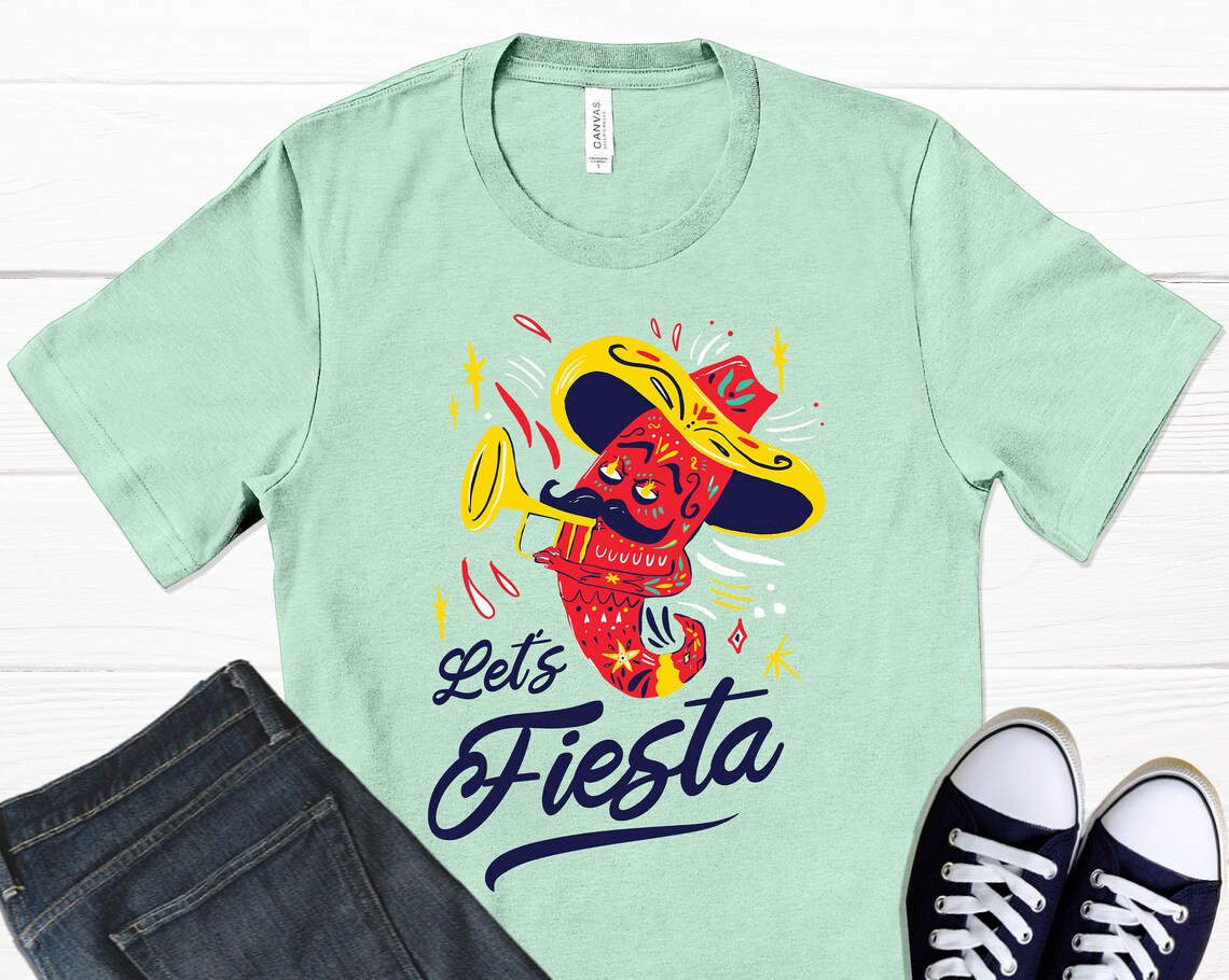 Lets Fiesta TShirt Holiday Spirit Mexican Shirt Pride Etsy