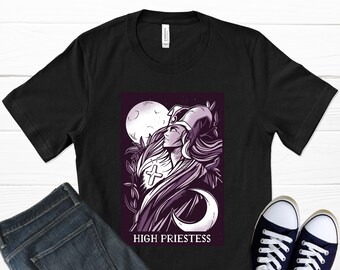 High Priestess Tarot T-Shirt, High Priestess, Tarot Shirt, Tarot Card Shirt, Witch Shirt, Spiritual Shirt, Goddess Shirt, Graphic T-Shirt