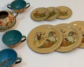 Vintage Ohio Art Tin Litho Tea Set - Disney Clara Clack 1930 39 s Used RARE 10 Pcs