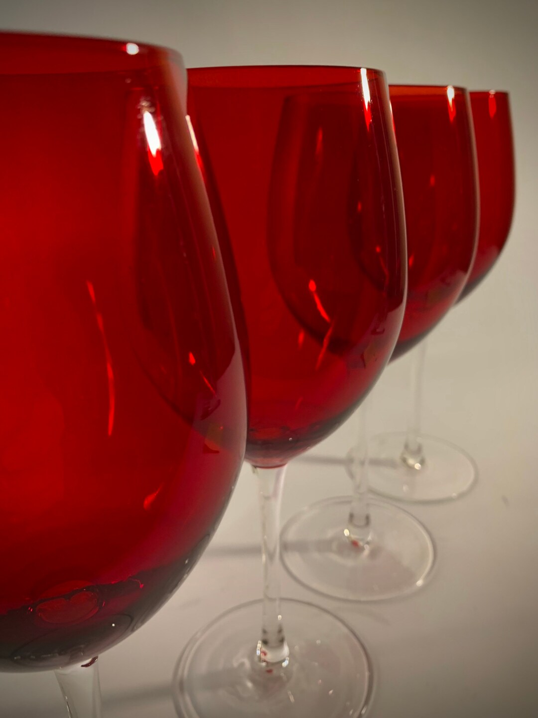 Stunning Ruby Red Wine Glasses Set of 4 Etsy
