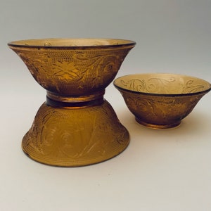 Depression Glass Tiara Amber Berry Dessert Bowls Made by Indiana Glass Company - Set of (3)