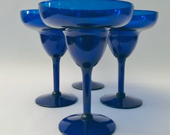 Vintage Libbey Deep Cobalt Margarita Glasses -  Set of (4)