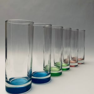 Vibrant Colored Bottom Slender Profile Glasses - Set of (6)