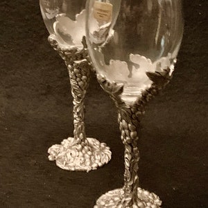 Etain Zinn Signed Seagull Pewter Canada Wine Glasses — Set of Two (2)