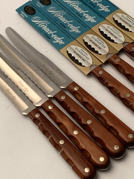 Vintage Case XX Set of 4 Knives Miracl-edge With Wood Handles 