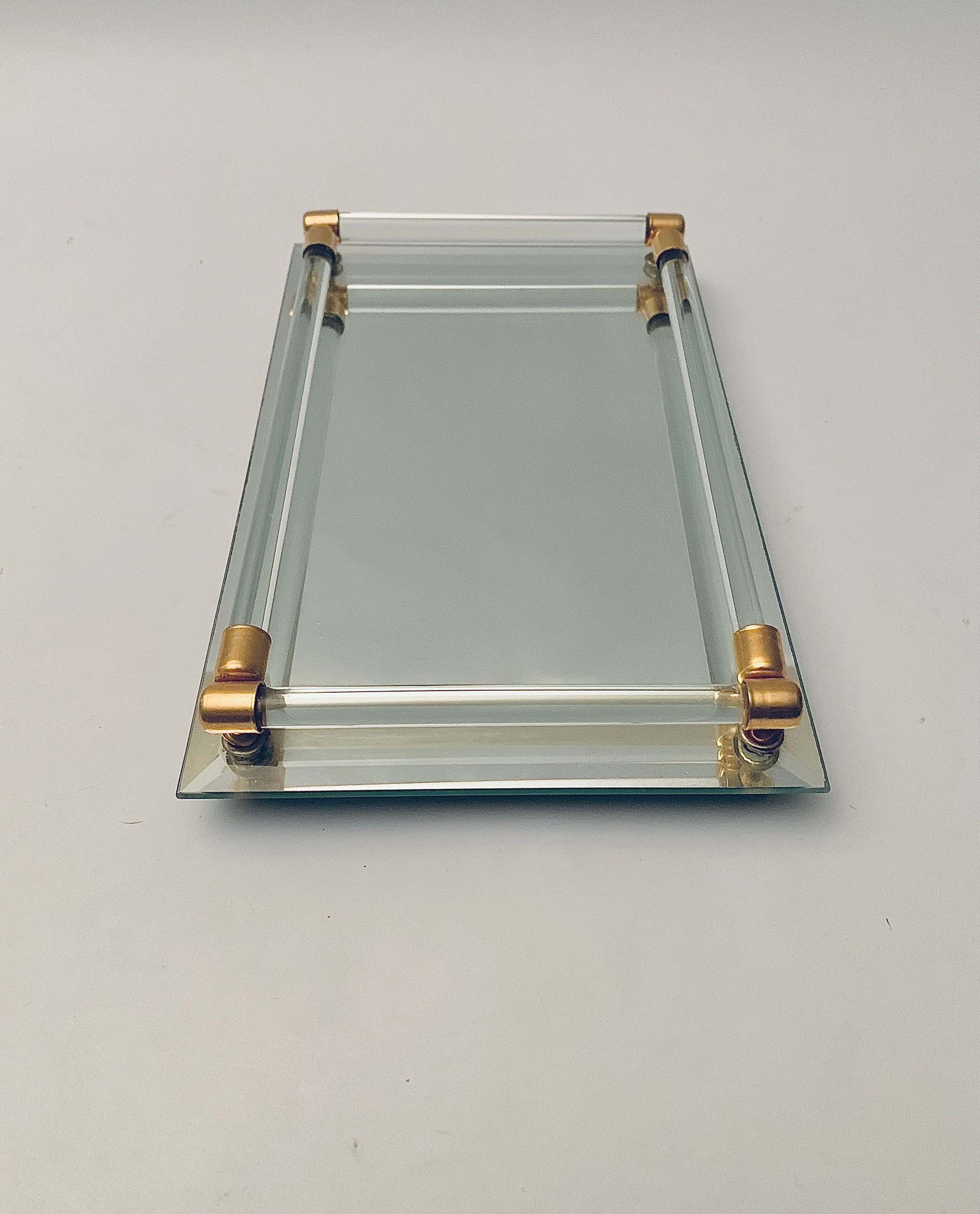 Vintage Mid Century Mirrored Vanity Tray With Glass Rods L - Etsy