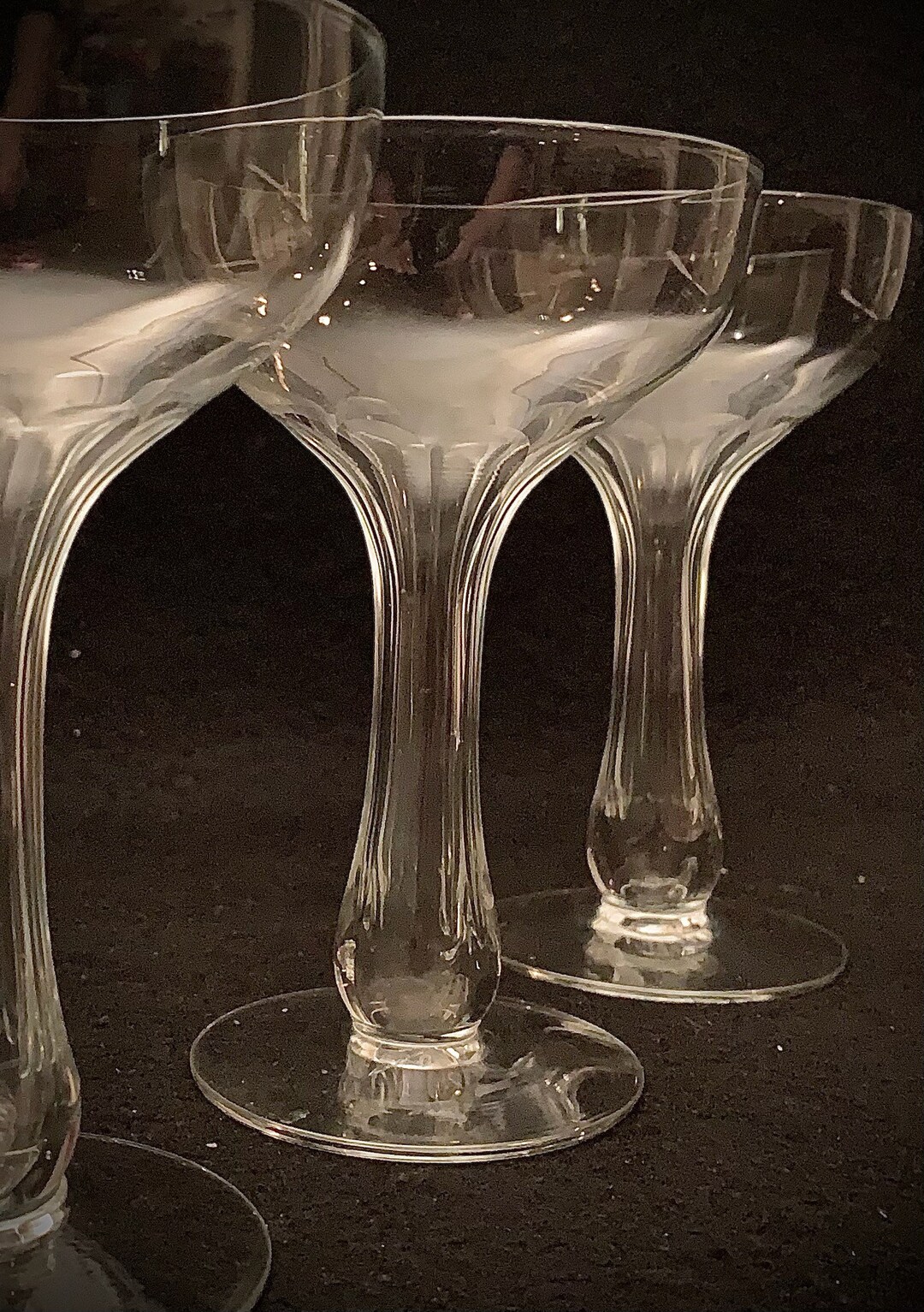 1950s Hollow Fluted Stem Champagne Glasses Hollow Stemmed Etsy