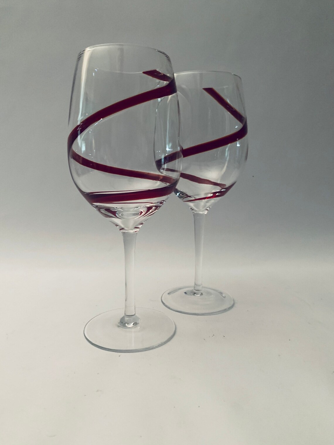 Vintage Red Swirline Wine /Water Glasses by PIER 1 Juego de Etsy