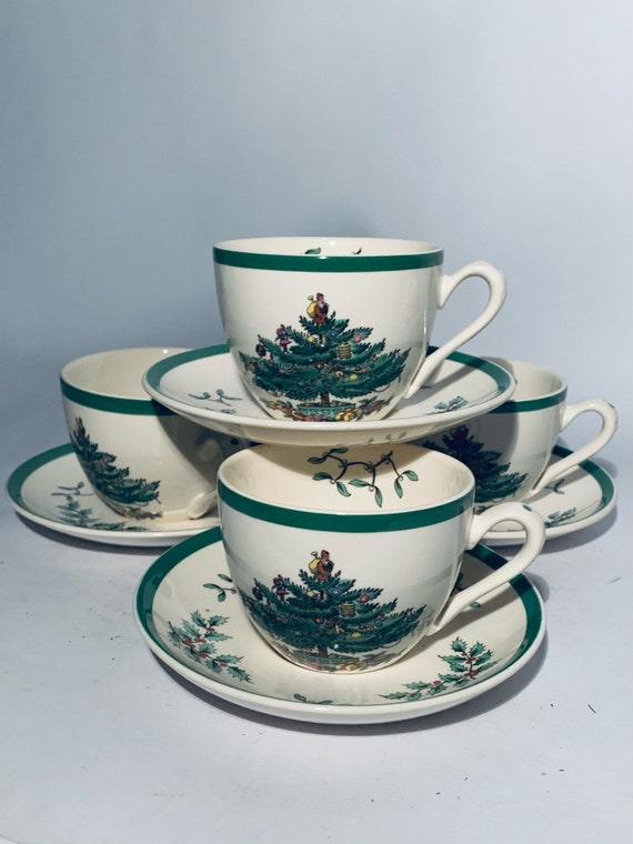 Spode Christmas Tree Cup & Saucer Green Trim Spode Christmas Tree Cup & Saucer Green Trim