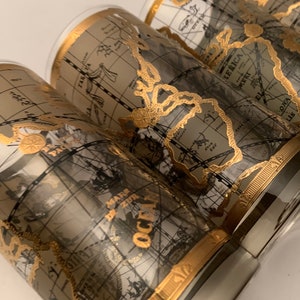 vintage Cera World Atlas Map Glasses / Cera Atlas Glasses, verres modernes du milieu du siècle - Vendus par lot de (2)