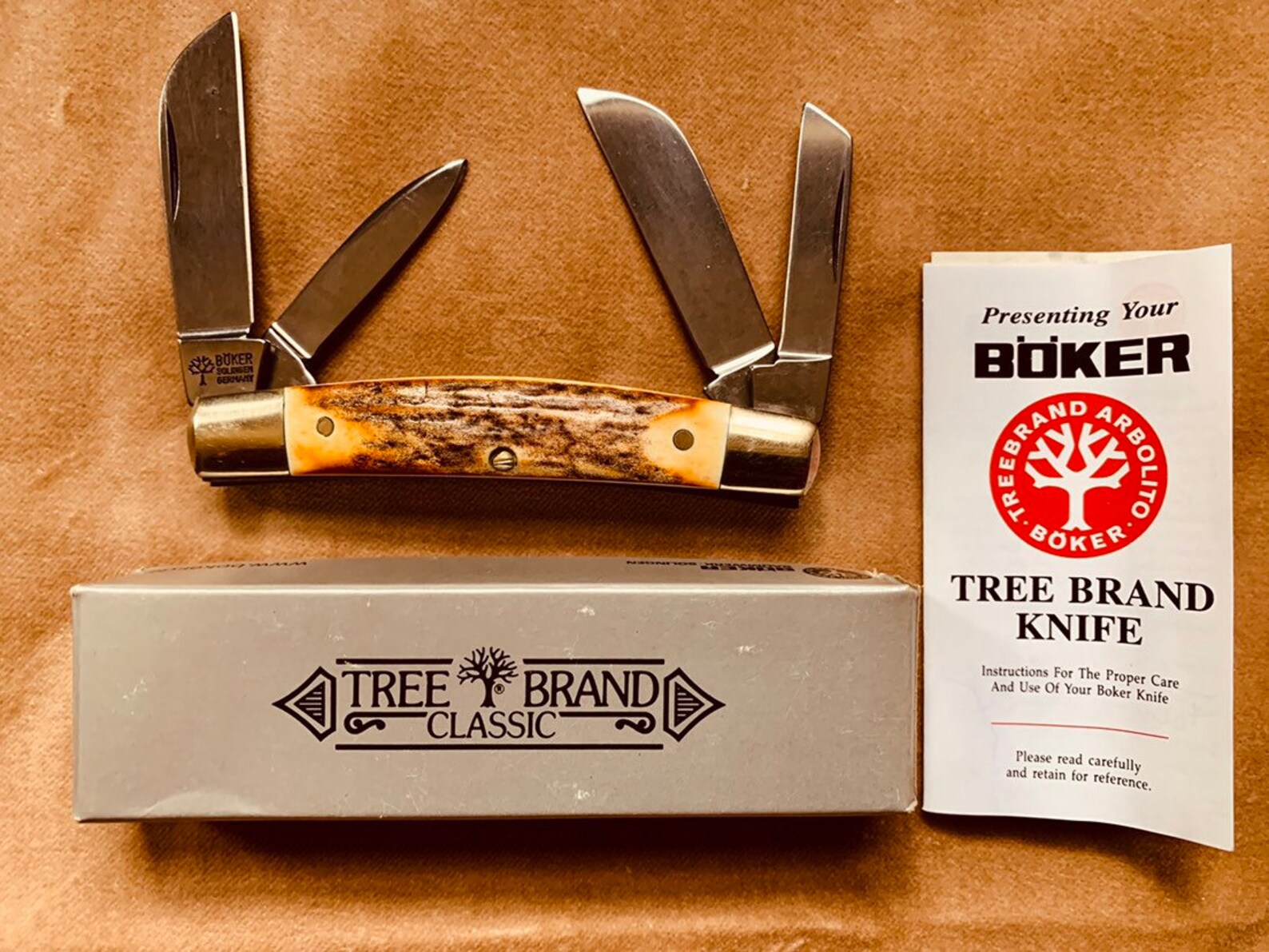Boker Tree Brand 4 Blade Folding Pocket Knife Stag Handle Etsy
