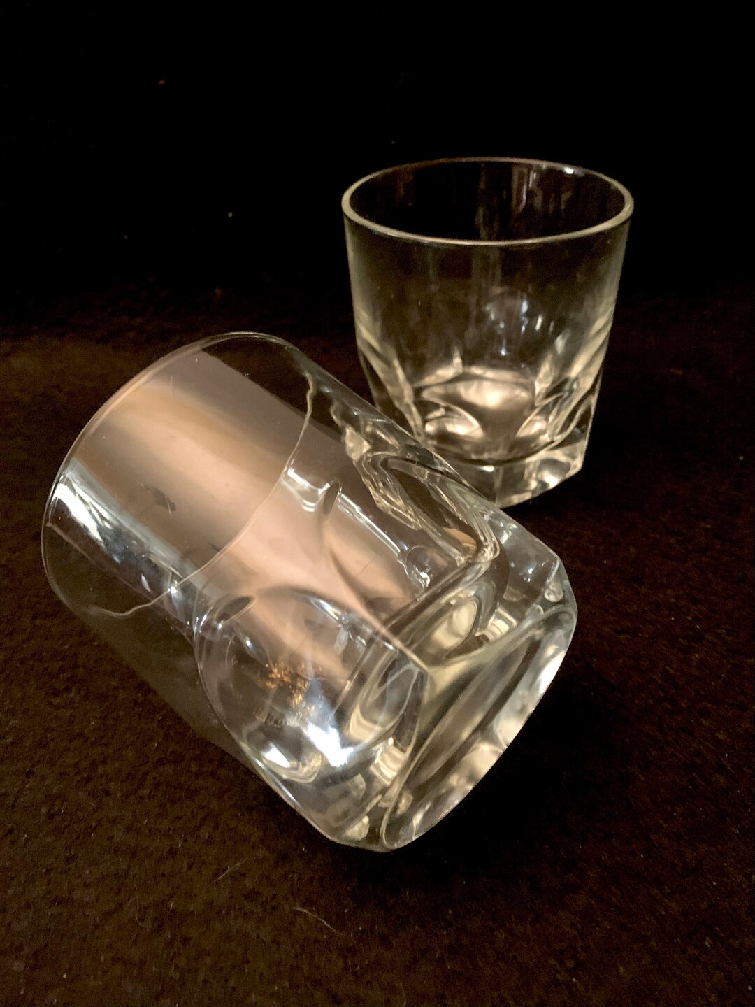 Vintage Faceted Base Rocks, Old Fashion, Whiskey, Low Ball Glasses Set ...