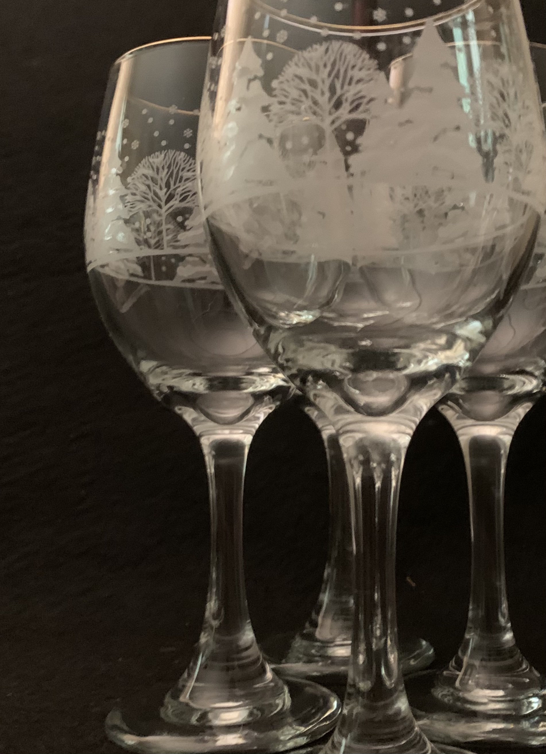 1980's Libbey Holiday Wine GlassesFrosted / Etched White Etsy