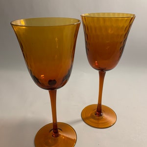 Vintage Amber Cascade Optic Wijnglazen - Set van (2)