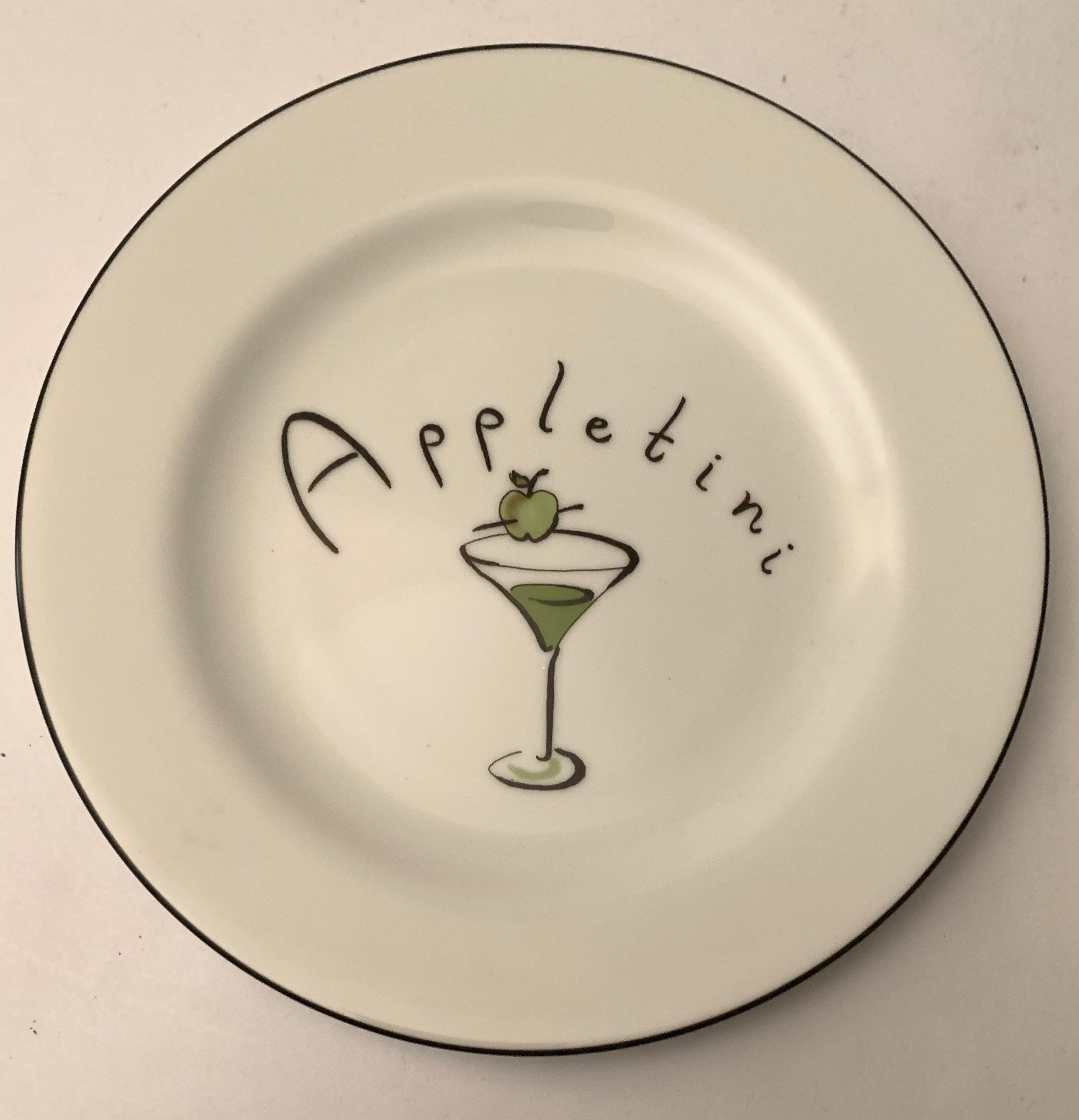 Assiettes de collection Pottery Barn « Martini », lot de 4 avec boîte d