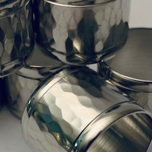 Vintage Heavy Hammered Metal Napkin Rings - Set of (6)