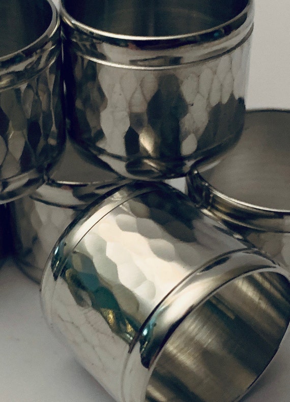 Vintage Heavy Hammered Metal Napkin Rings Set of 6 Etsy
