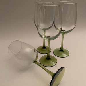 Elegant Olive Green Stem Wine/Water Glasses with Clear Bowl - Set of (2)