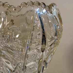 Imperial Glass Cosmos Clear Pressed Glass Trumpet Vase, Early American Pressed Glass ( EAPG )