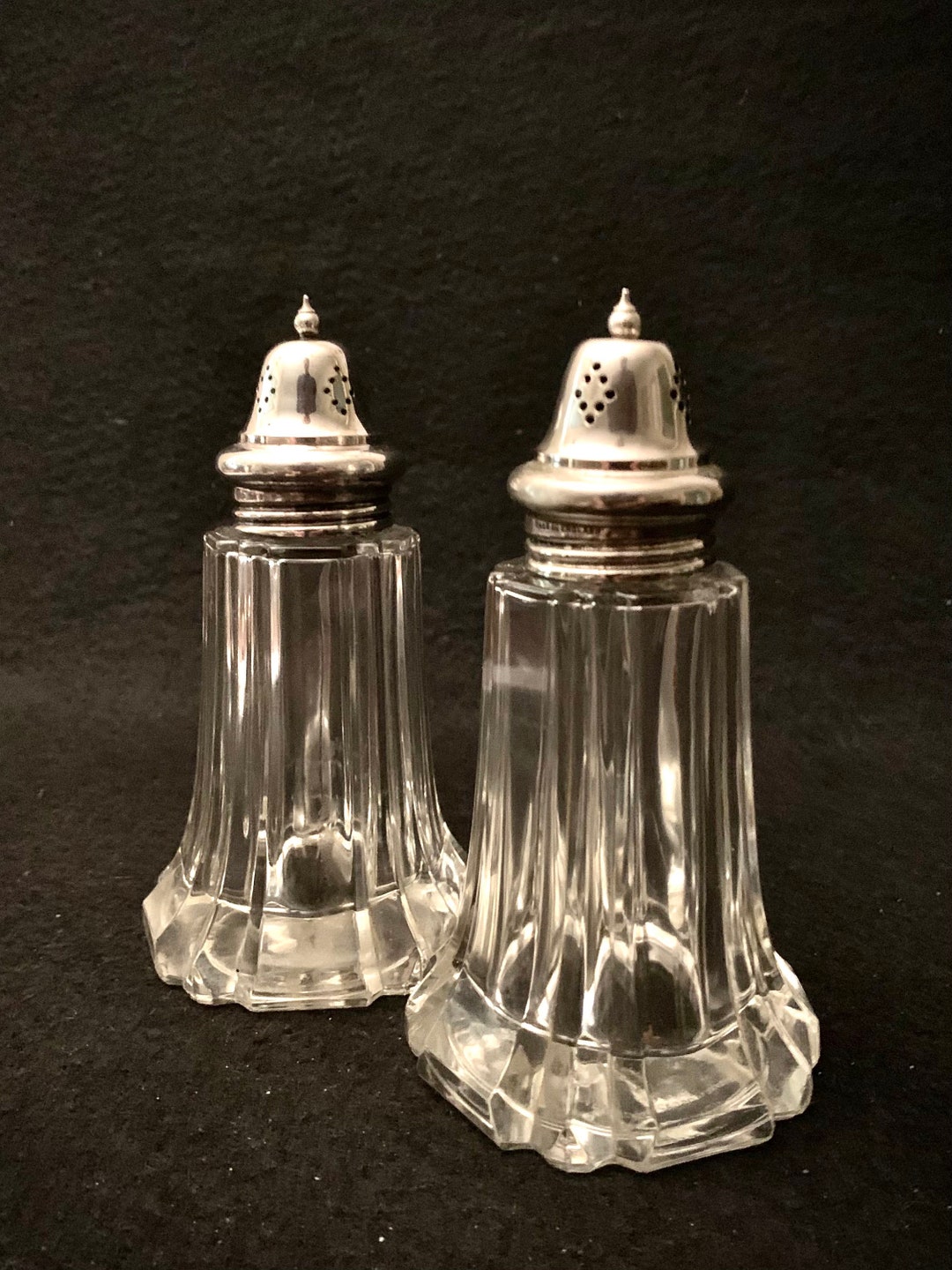 Vintage Art Glass, English Silver Plate Salt & Pepper Shakers Etsy