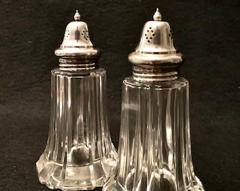 Vintage Art Glass, English Silver Plate - Salt & Pepper Shakers