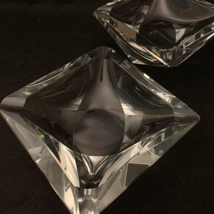 Vintage Heavy Faceted Crystal Ashtrays - Set of (2)