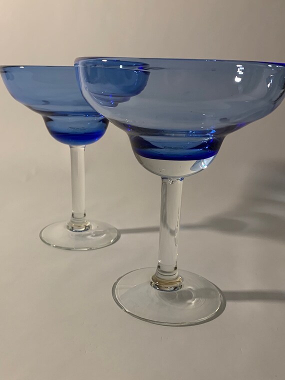 Iridescent Blue Margarita Glasses Set of 2 Etsy