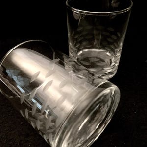 Etched “Slot” Old Fashion Rocks Glasses - Set of (2)