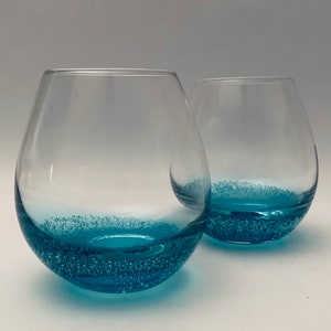 Colorful Bubbled  Stemless Wine / Cocktail Glasses - Set of (2)
