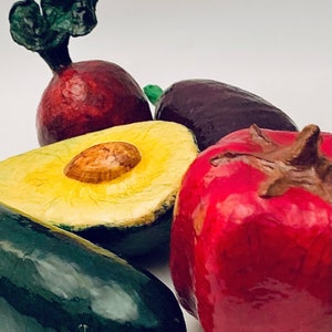 Vintage Hand Painted Paper Mache Vegetables - Set of (5)