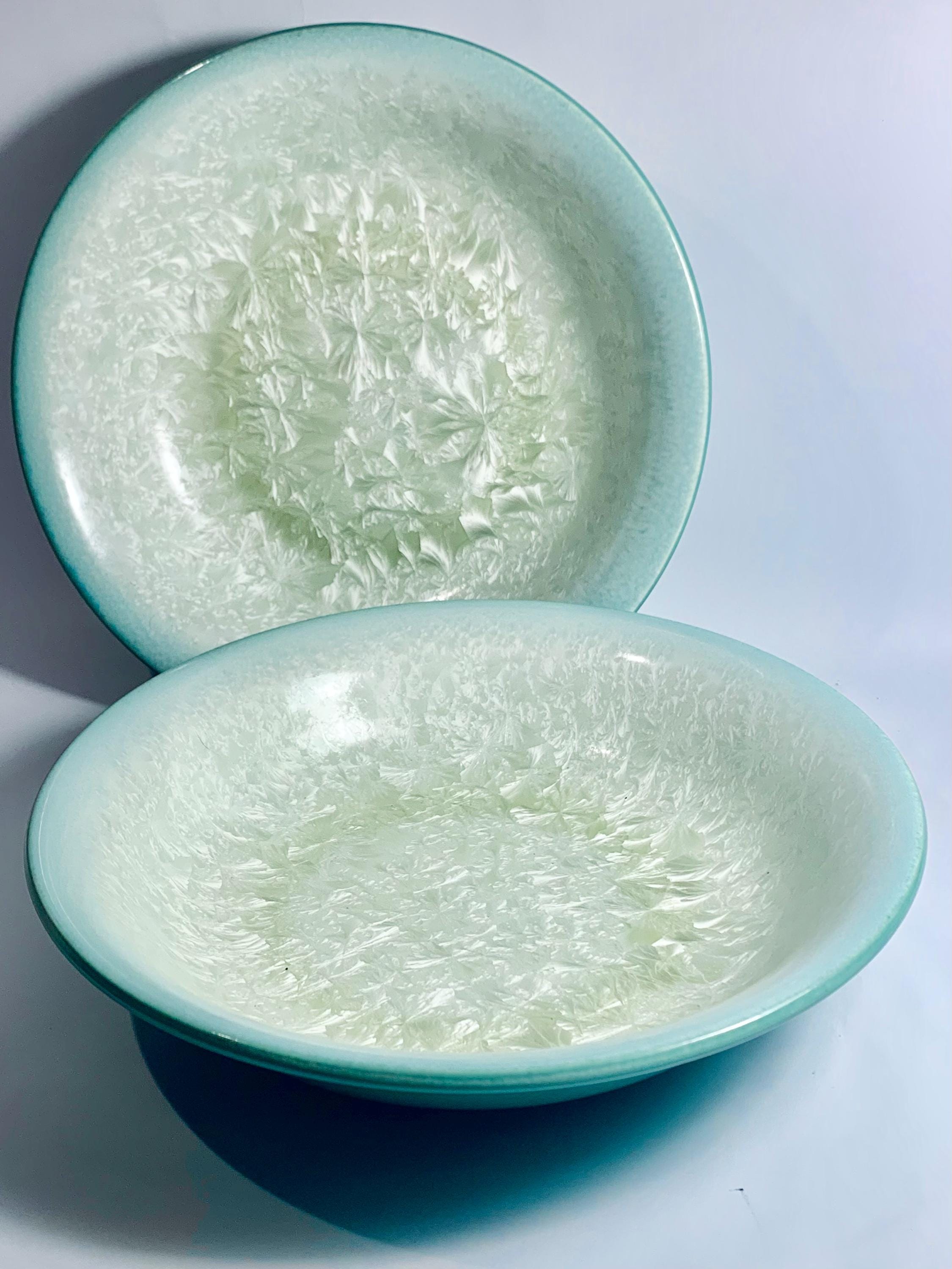 Vintage Portmeirion Starfire Pasta Bowl: Green and White Stoneware