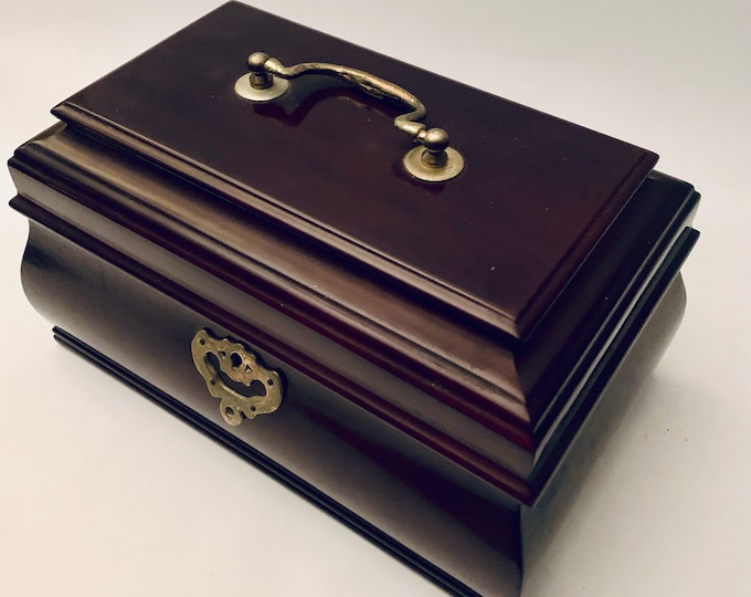 Bombay Company Jewelry Box With Key/vintage Bombay Co. Mahogany Ladies