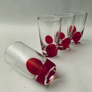 Vintage Red Drip Dot Shot Glasses - Set of (4)