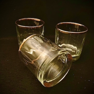 Optic Crystal Old Fashion Glasses with Gold Rim - Set of (3)