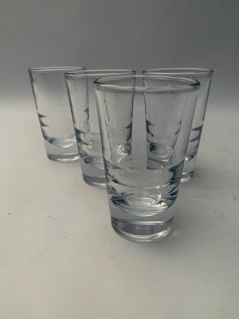 Vintage Heavy Clear Double Shot Glasses Set of 4 - Etsy