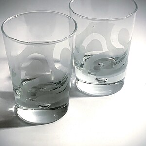 Bailey’s Irish Cream Bubble Base Etched Swirls Design  Rocks Glasses - Set of (2)