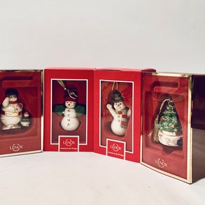 Vintage Lenox Porcelain Holiday SNOWMAN Ornament - IOB - Sold Individually