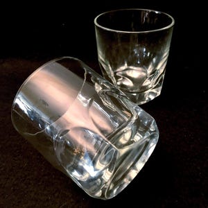 Vintage Faceted Base Rocks, Old Fashion, Whiskey, Low Ball Glasses - Set of (2)