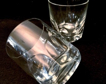 Vintage facettierte Base Rocks, Old Fashion, Whisky, Low Ball Gläser - Set (2)