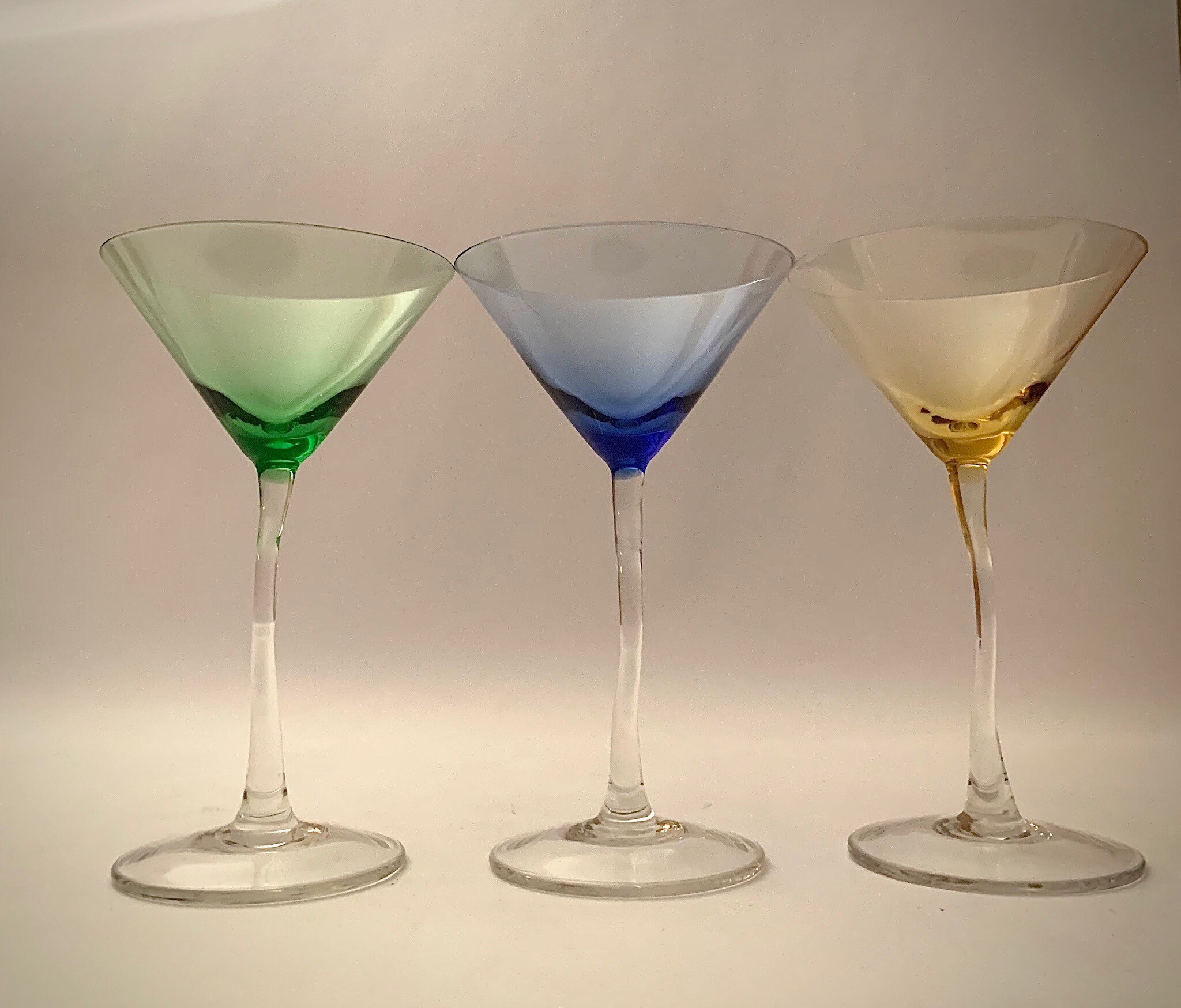 Wavy Crooked Stem Colorful Martini Glasses Set de 3 Etsy