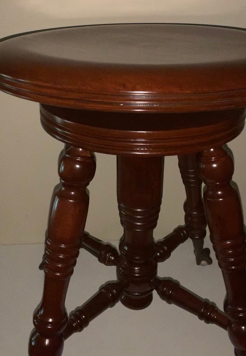 Antique Tonk Chicago New York Adjustable Walnut Piano Stool Etsy