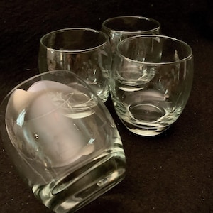 Vintage Rocks Glasses / Whiskey Tumblers / Rounded Double Old Fashion Glass Set - Set of (4)