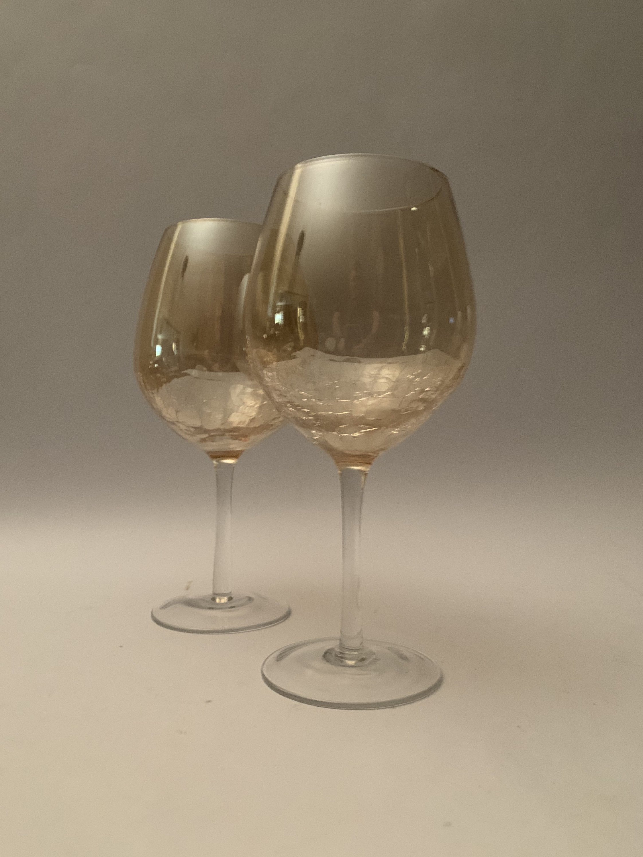 4 Amber Crackle (Golden Luster) White Wine Glasses - Depop
