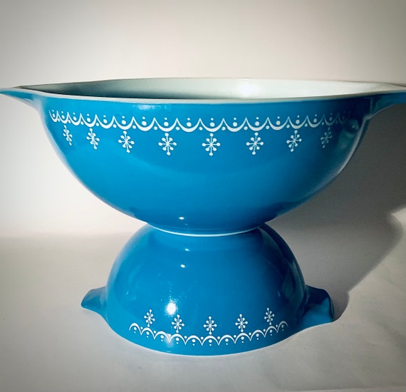 オールドパイレックス　スノーフレークシンデレラボール4セット PYREX ブルー / ホワイト スノーフレーク シンデレラ コンプリート