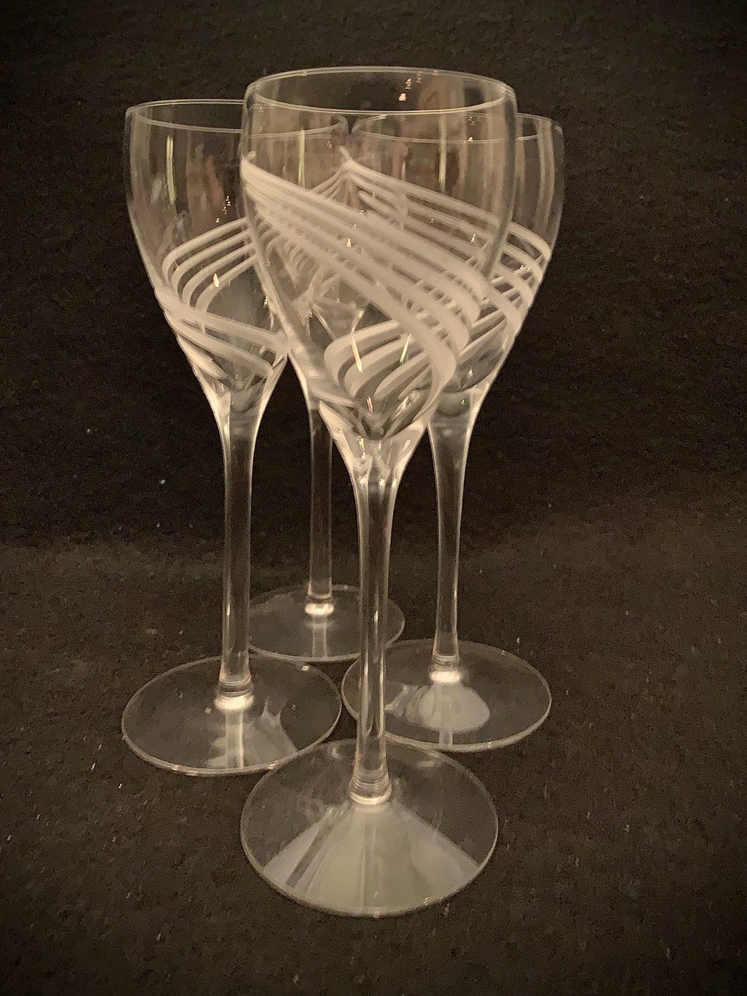 Lenox Cut Crystal Windswept Wine Glasses Set of 4 Etsy