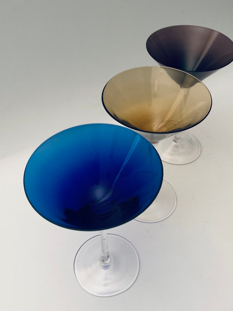 Vintage Jewel Toned Martini Glasses Set of 3 Etsy