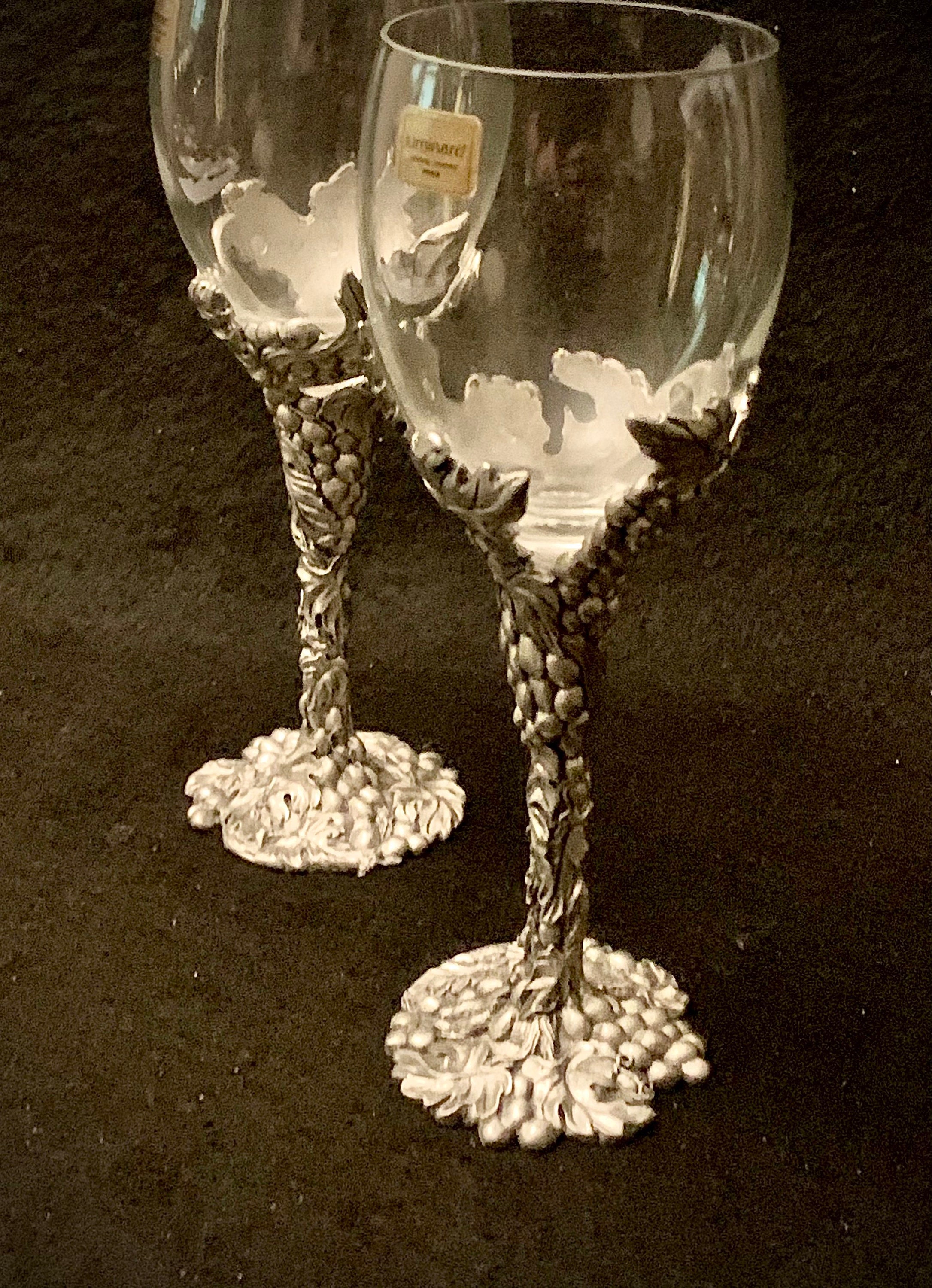 Etain Zinn Signed Seagull Pewter Canada Wine Glasses — Set of Two